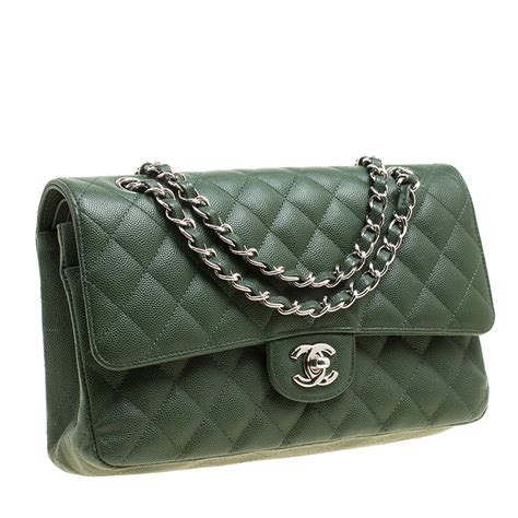 chanel bag dark green|Chanel handbag green.